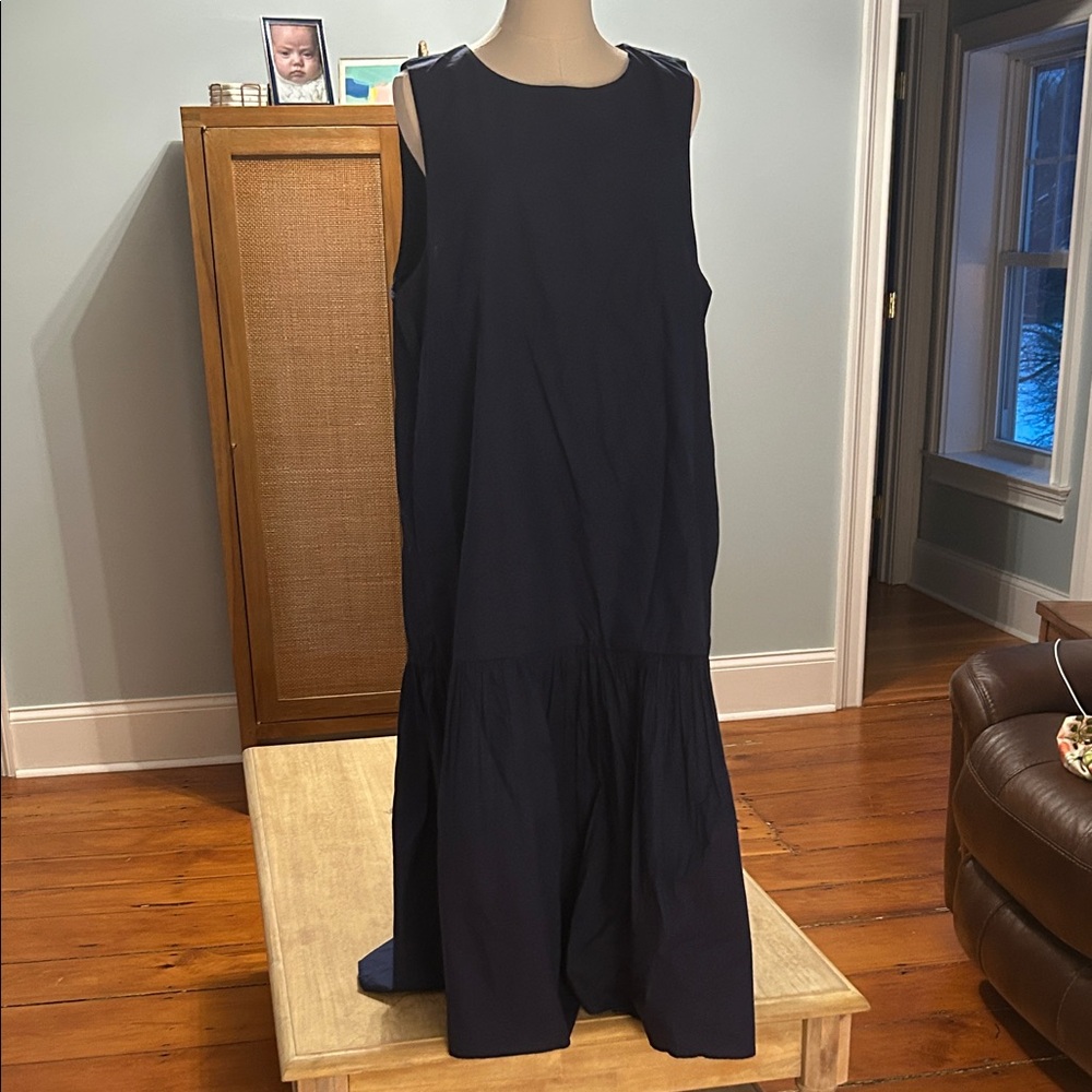 Sleeveless Navy Maxi Dress with Drop Skirt